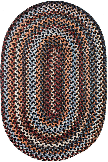 Rhody Rug Astoria AS82 Black Rock Braided Rug - Oval
