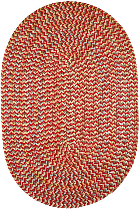 Rhody Rug Cypress CY47 Brilliant Red Braided Rug - Oval