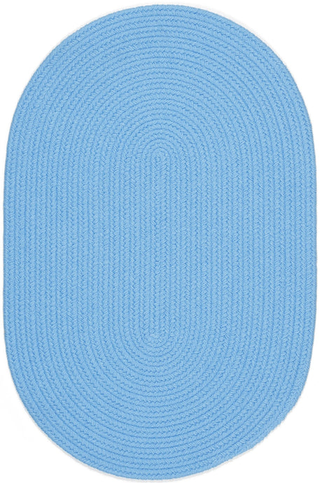 Rhody Rug Happy Braids HB07 Solid Aqua Blue Braided Rug - Oval
