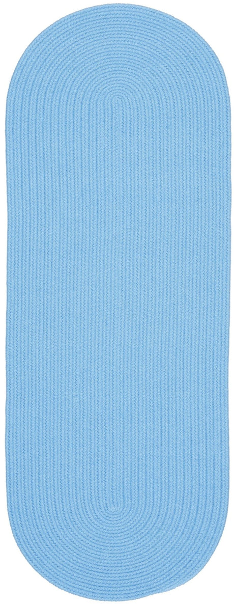 Rhody Rug Happy Braids HB07 Solid Aqua Blue Braided Rug - Runner