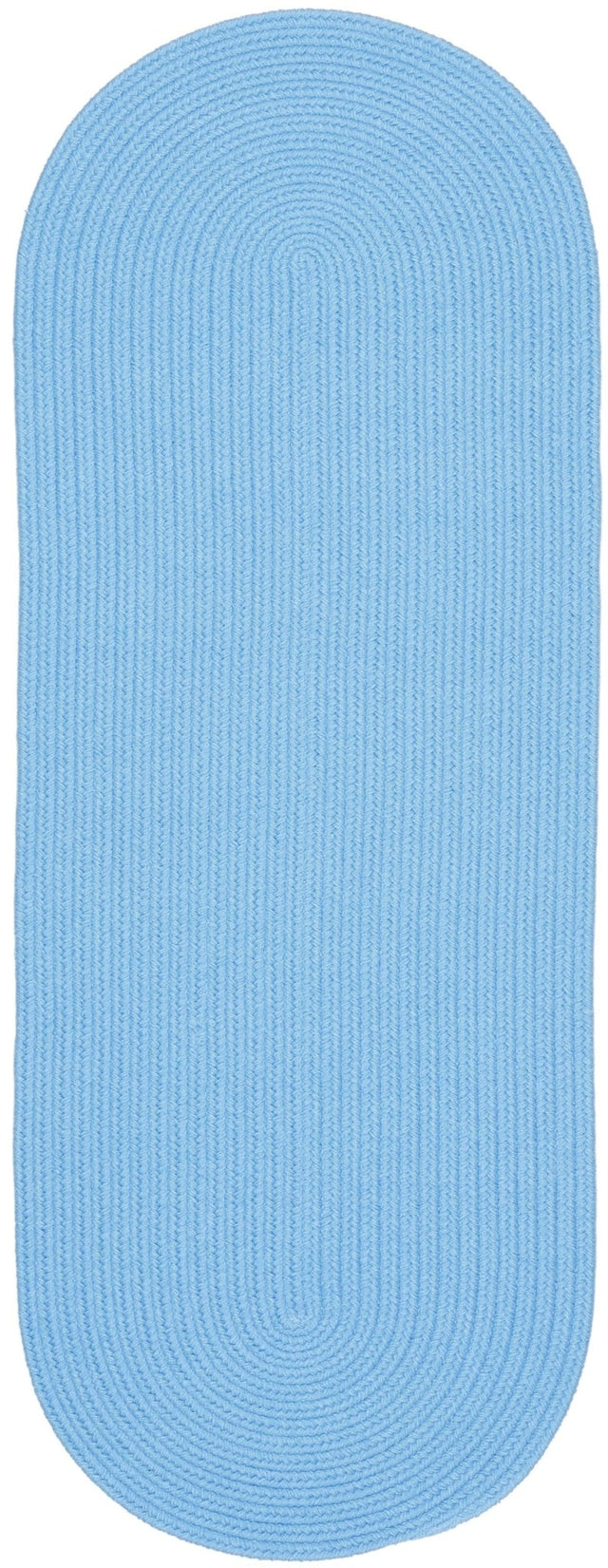 Rhody Rug Happy Braids HB07 Solid Aqua Blue Braided Rug - Runner