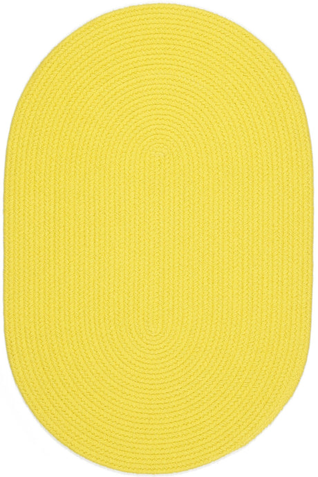 Rhody Rug Happy Braids HB14 Solid Yellow Braided Rug - Oval