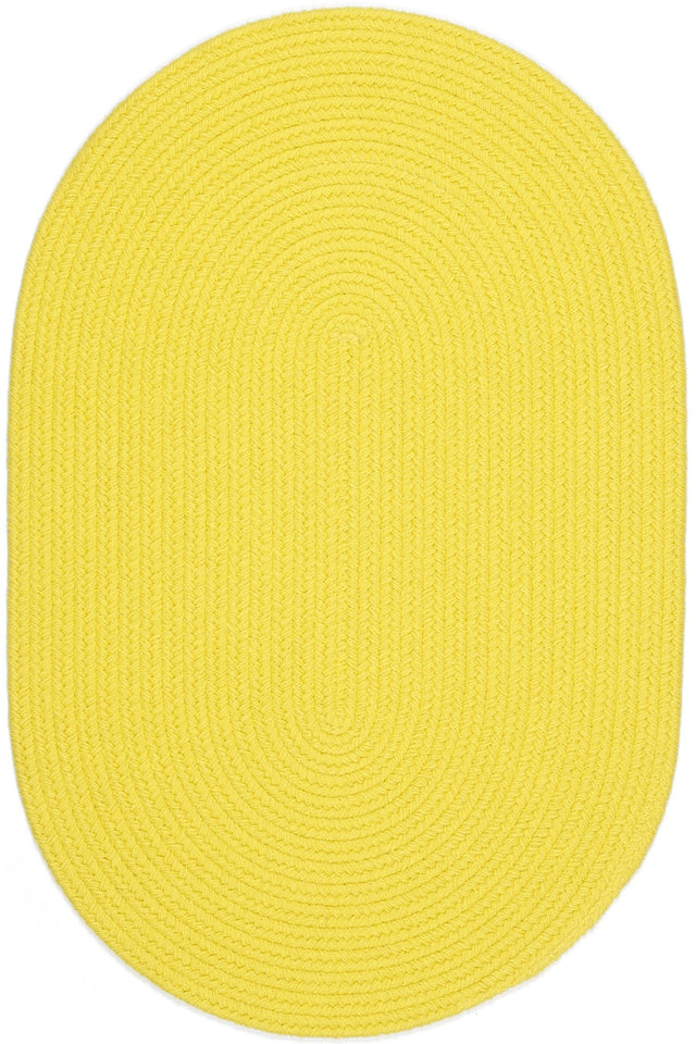 Rhody Rug Happy Braids HB14 Solid Yellow Braided Rug - Oval