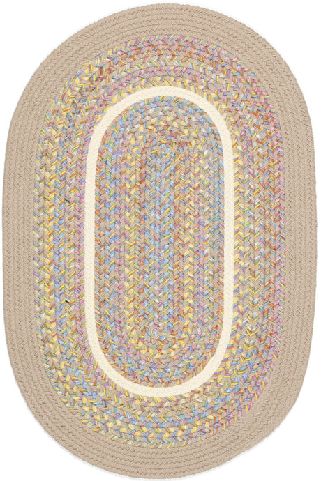 Rhody Rug Kids' Isle KI03 SandBeige Braided Rug - Oval