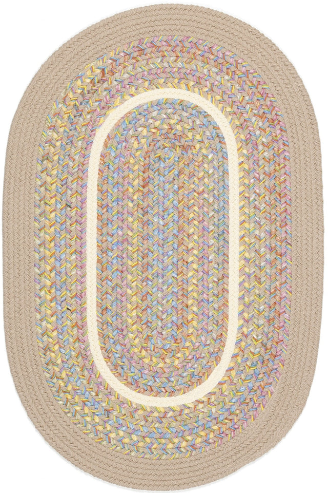 Rhody Rug Kids' Isle KI03 SandBeige Braided Rug - Oval