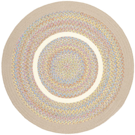 Rhody Rug Kids' Isle KI03 SandBeige Braided Rug - Round