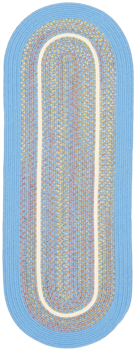 Rhody Rug Kids' Isle KI07 Aqua Blue Braided Rug - Runner