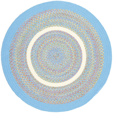 Rhody Rug Kids' Isle KI07 Aqua Blue Braided Rug - Round