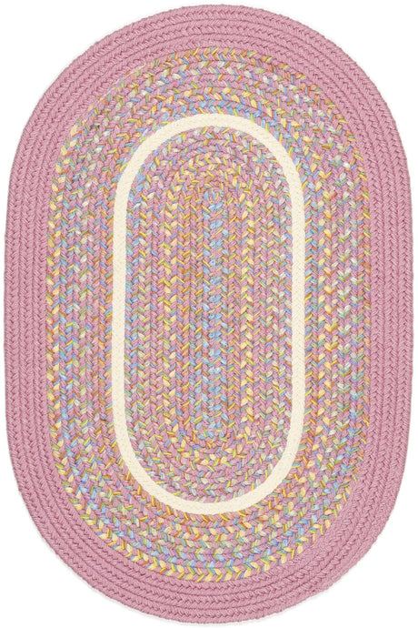 Rhody Rug Kids' Isle KI08 Pink Braided Rug - Oval