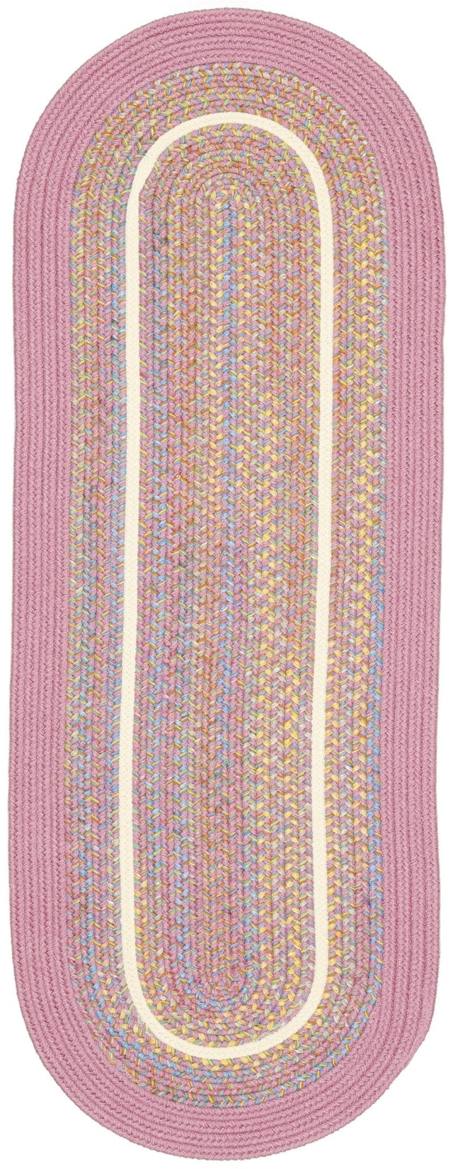 Rhody Rug Kids' Isle KI08 Pink Braided Rug - Runner