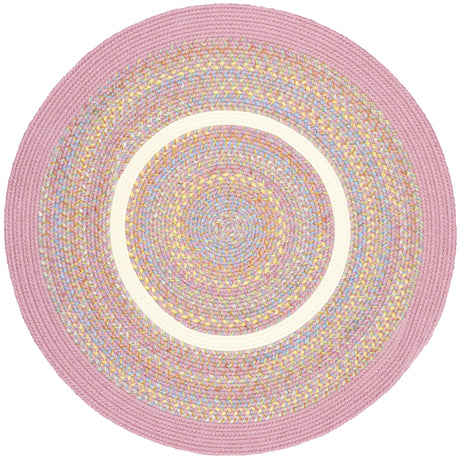 Rhody Rug Kids' Isle KI08 Pink Braided Rug - Round