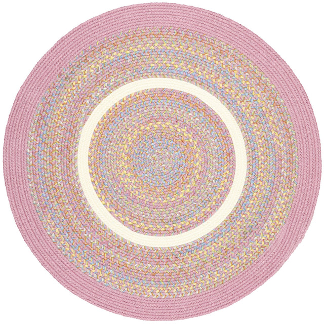 Rhody Rug Kids' Isle KI08 Pink Braided Rug - Round