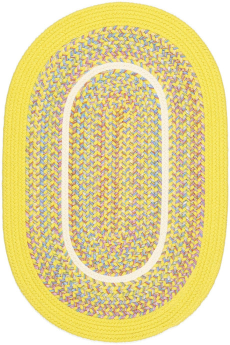 Rhody Rug Kids' Isle KI14 Yellow Braided Rug - Oval