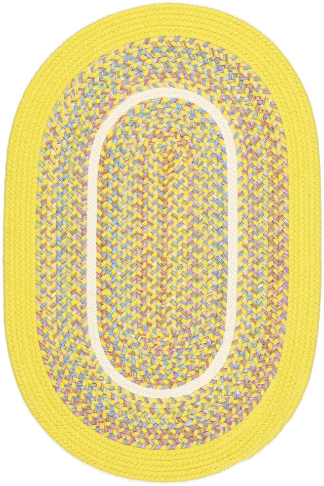 Rhody Rug Kids' Isle KI14 Yellow Braided Rug - Oval