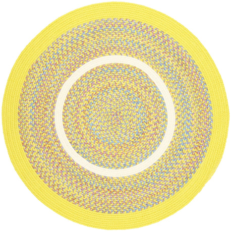 Rhody Rug Kids' Isle KI14 Yellow Braided Rug - Round