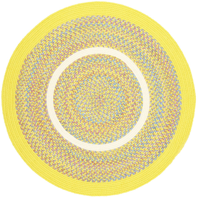 Rhody Rug Kids' Isle KI14 Yellow Braided Rug - Round