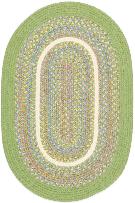 Rhody Rug Kids' Isle KI44 Lime Braided Rug - Oval