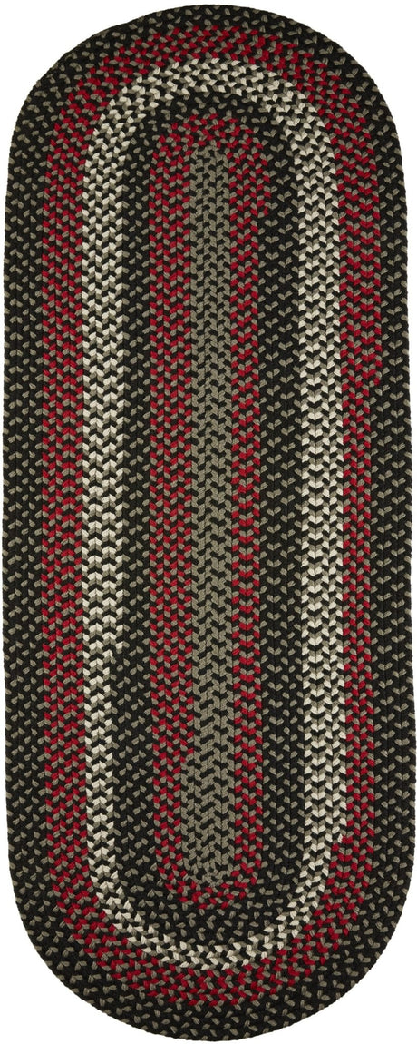 Rhody Rug Manhattan MA84 Black Satin Braided Rug - Runner