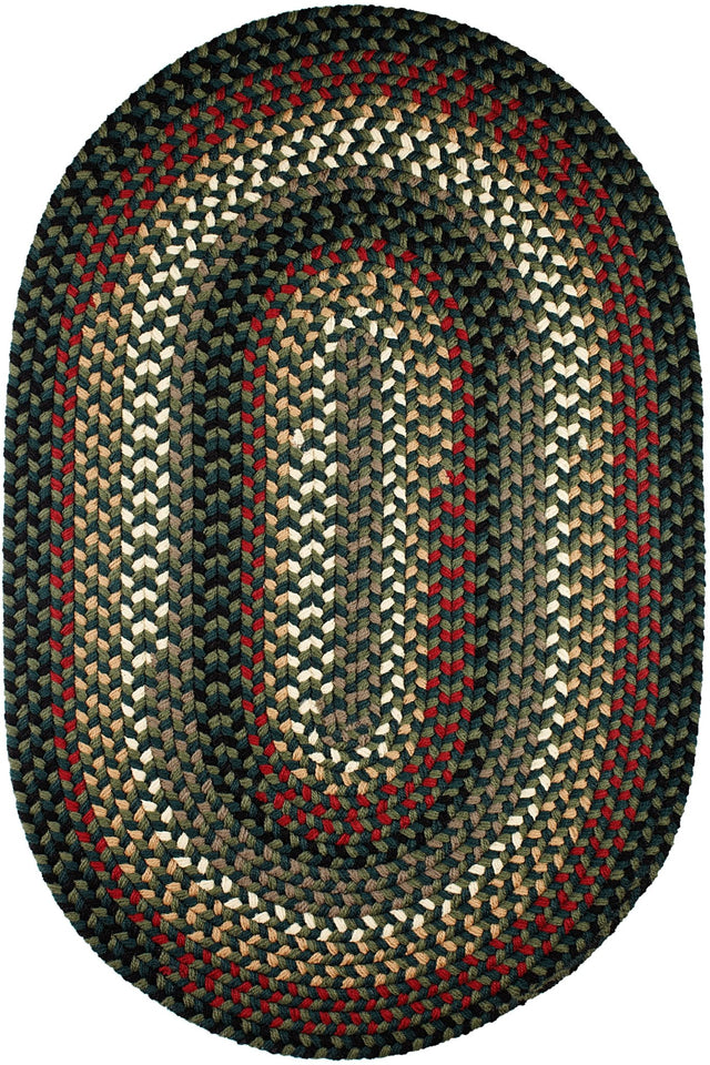 Rhody Rug Mayflower MF23 Verdant / Spruce Braided Rug - Oval