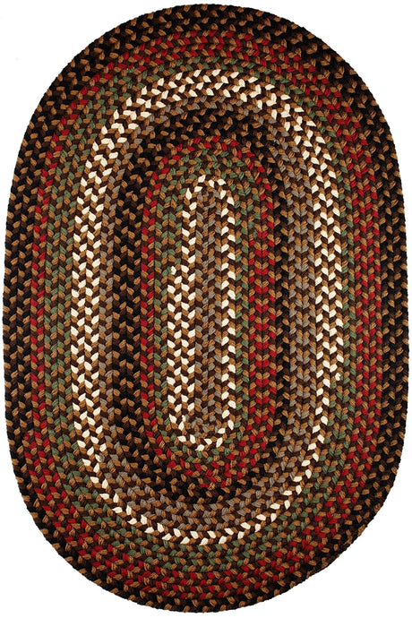 Rhody Rug Mayflower MF33 Brown Fudge Braided Rug - Oval