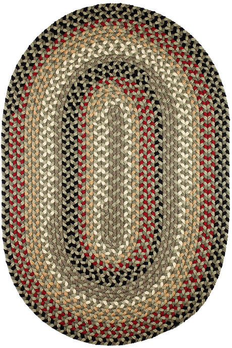 Rhody Rug Mayflower MF63 Forest Green Braided Rug - Oval