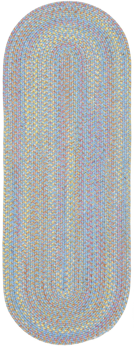 Rhody Rug Playtime PT07 Aqua Blue Braided Rug - Runner