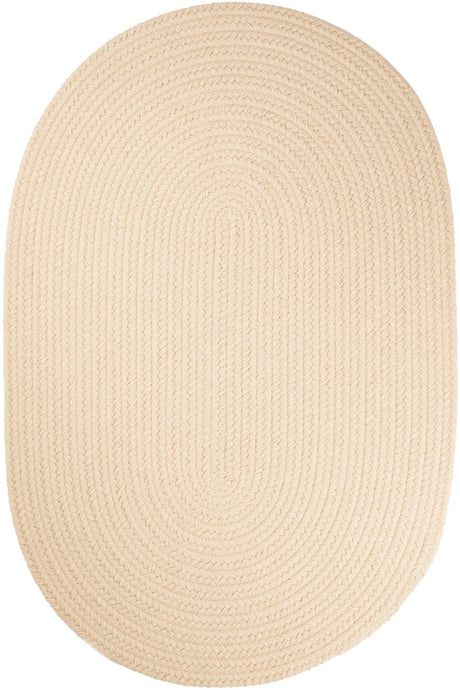 Rhody Rug Solid Poly S001 Cream Braided Rug - Oval