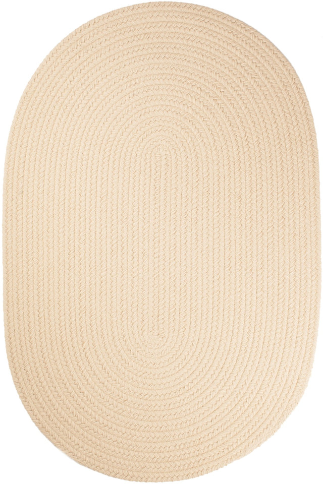 Rhody Rug Solid Poly S001 Cream Braided Rug - Oval