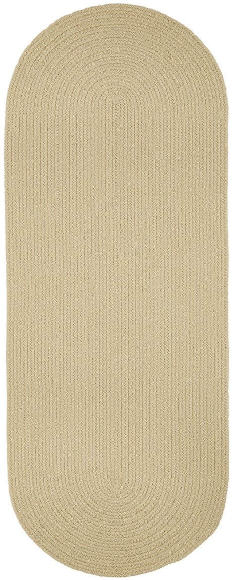 Rhody Rug Solid Poly S001 Cream Braided Rug - Runner