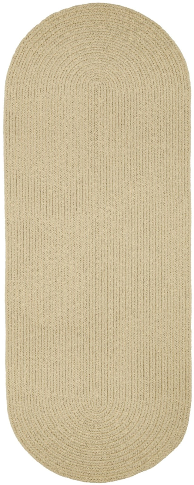 Rhody Rug Solid Poly S001 Cream Braided Rug - Runner
