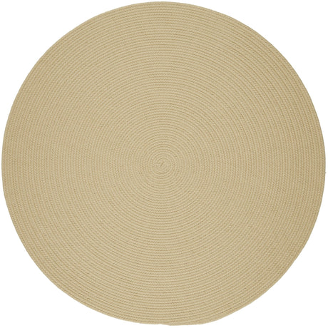 Rhody Rug Solid Poly S001 Cream Braided Rug - Round
