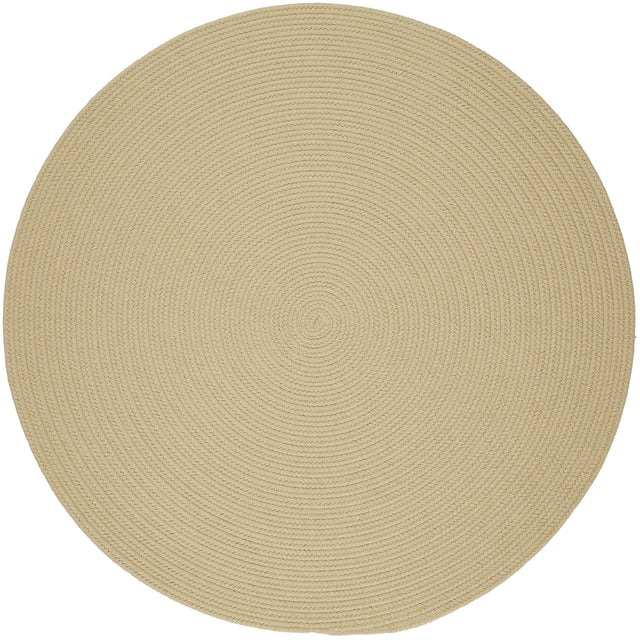 Rhody Rug Solid Poly S001 Cream Braided Rug - Round