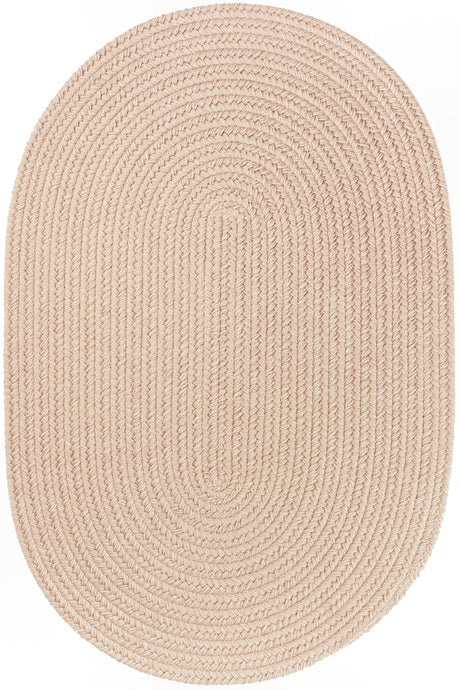 Rhody Rug Solid Poly S003 Beige Braided Rug - Oval