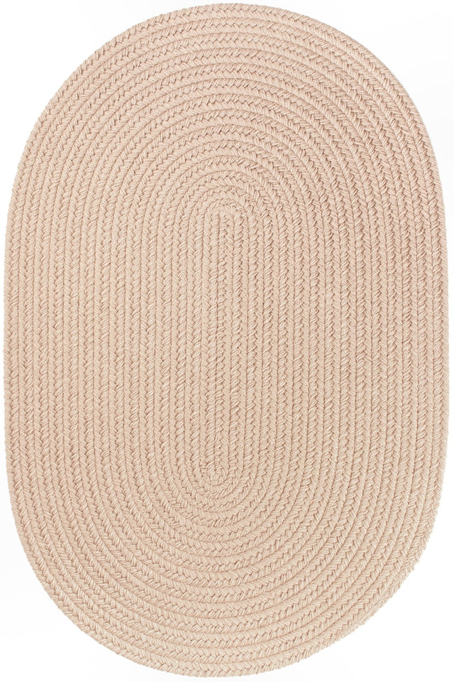 Rhody Rug Solid Poly S003 Beige Braided Rug - Oval