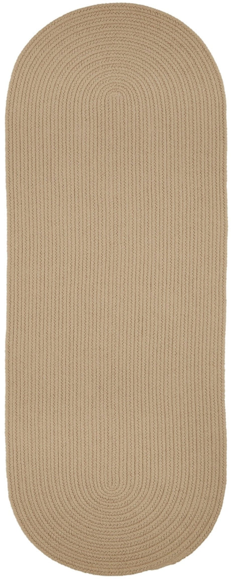 Rhody Rug Solid Poly S003 Beige Braided Rug - Runner