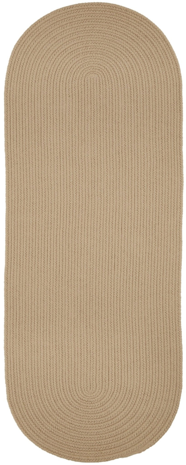 Rhody Rug Solid Poly S003 Beige Braided Rug - Runner