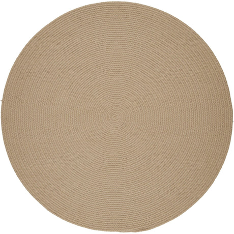 Rhody Rug Solid Poly S003 Beige Braided Rug - Round