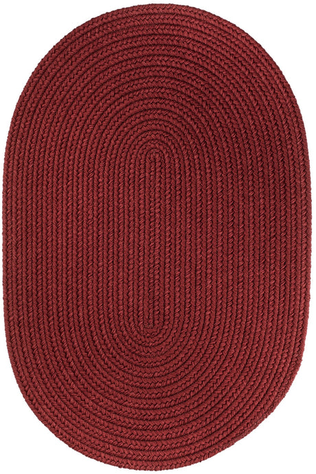 Rhody Rug Solid Poly S005 Colonial Red Braided Rug - Oval