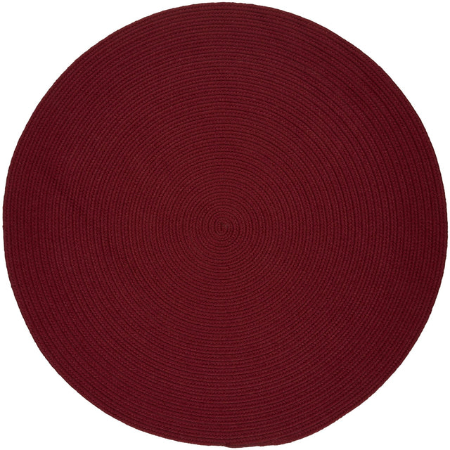 Rhody Rug Solid Poly S005 Colonial Red Braided Rug - Round