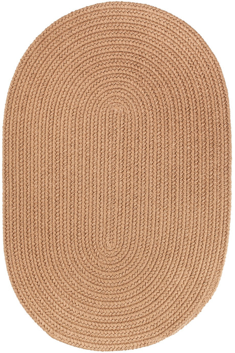 Rhody Rug Solid Poly S006 Camel Braided Rug - Oval