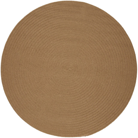 Rhody Rug Solid Poly S006 Camel Braided Rug - Round