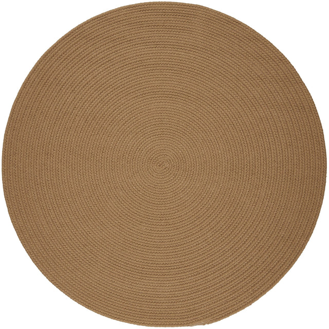 Rhody Rug Solid Poly S006 Camel Braided Rug - Round