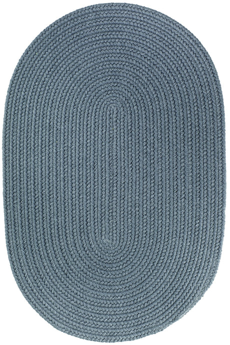 Rhody Rug Solid Poly S009 Ocean Blue Braided Rug - Oval