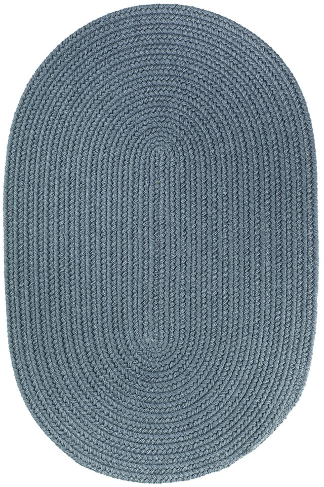 Rhody Rug Solid Poly S009 Ocean Blue Braided Rug - Oval