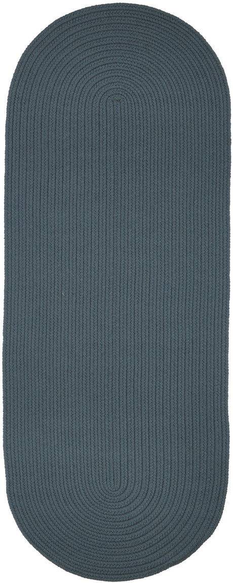 Rhody Rug Solid Poly S009 Ocean Blue Braided Rug - Runner