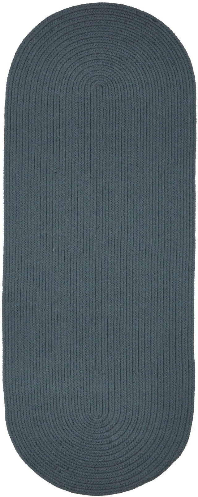 Rhody Rug Solid Poly S009 Ocean Blue Braided Rug - Runner