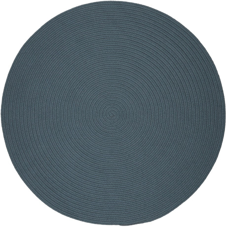 Rhody Rug Solid Poly S009 Ocean Blue Braided Rug - Round