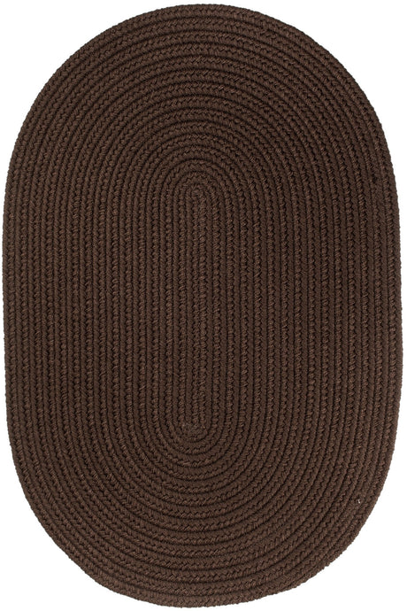 Rhody Rug Solid Poly S011 Brown Braided Rug - Oval