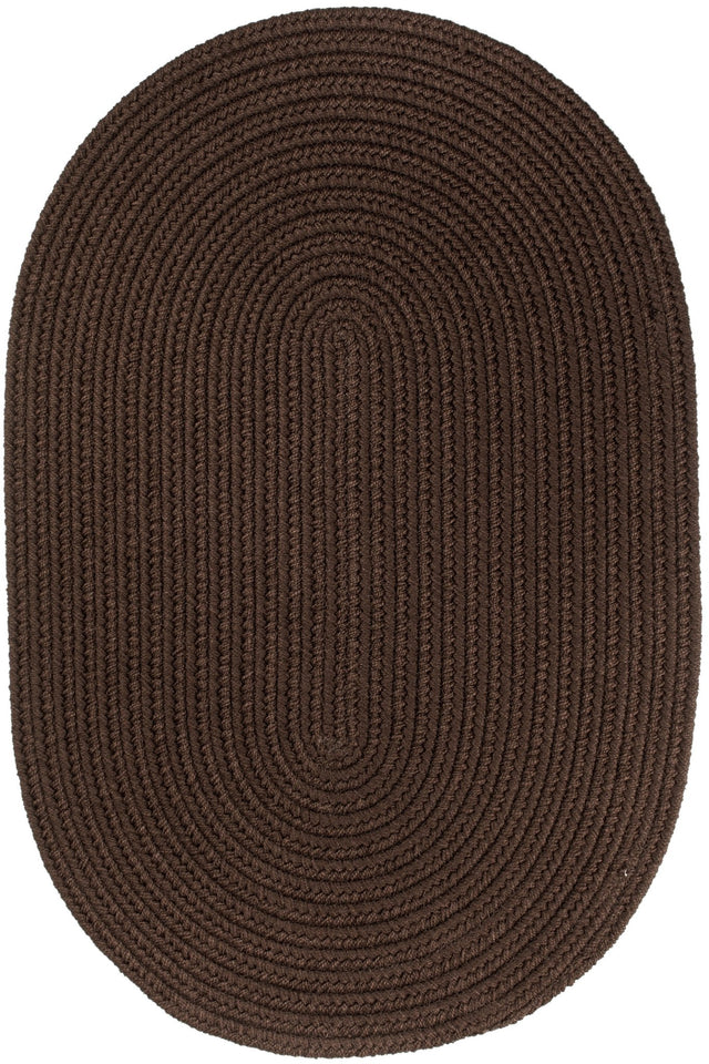 Rhody Rug Solid Poly S011 Brown Braided Rug - Oval