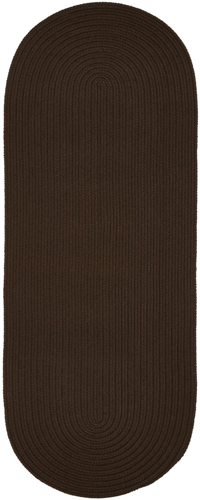 Rhody Rug Solid Poly S011 Brown Braided Rug - Runner